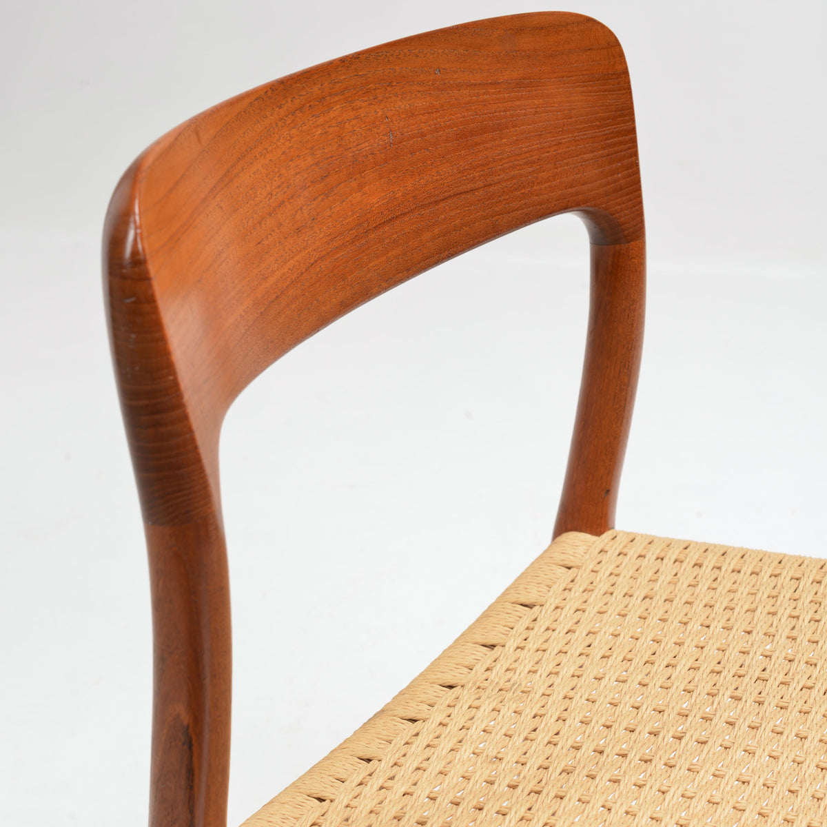 Niels Otto Møller Model 75 teak and paper cord dining chair detail 5