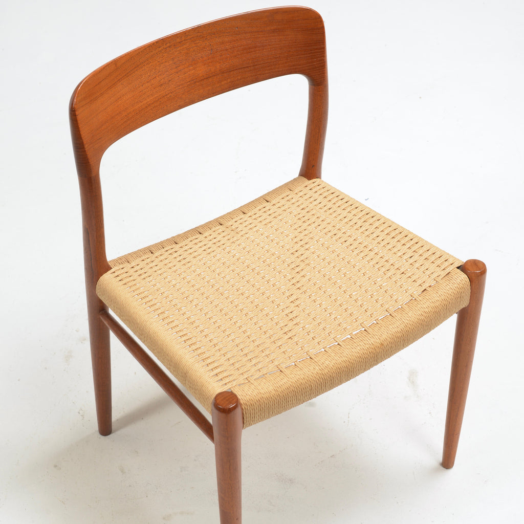 Niels Otto Møller Model 75 teak and paper cord dining chair detail 4