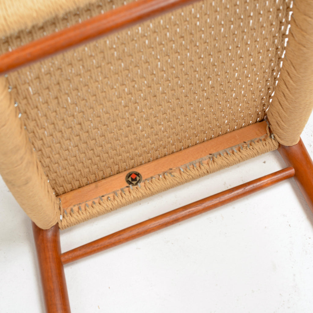 Niels Otto Møller Model 75 teak and paper cord dining chair detail 3