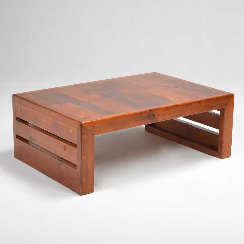 French Brutalist Pine Coffee Table