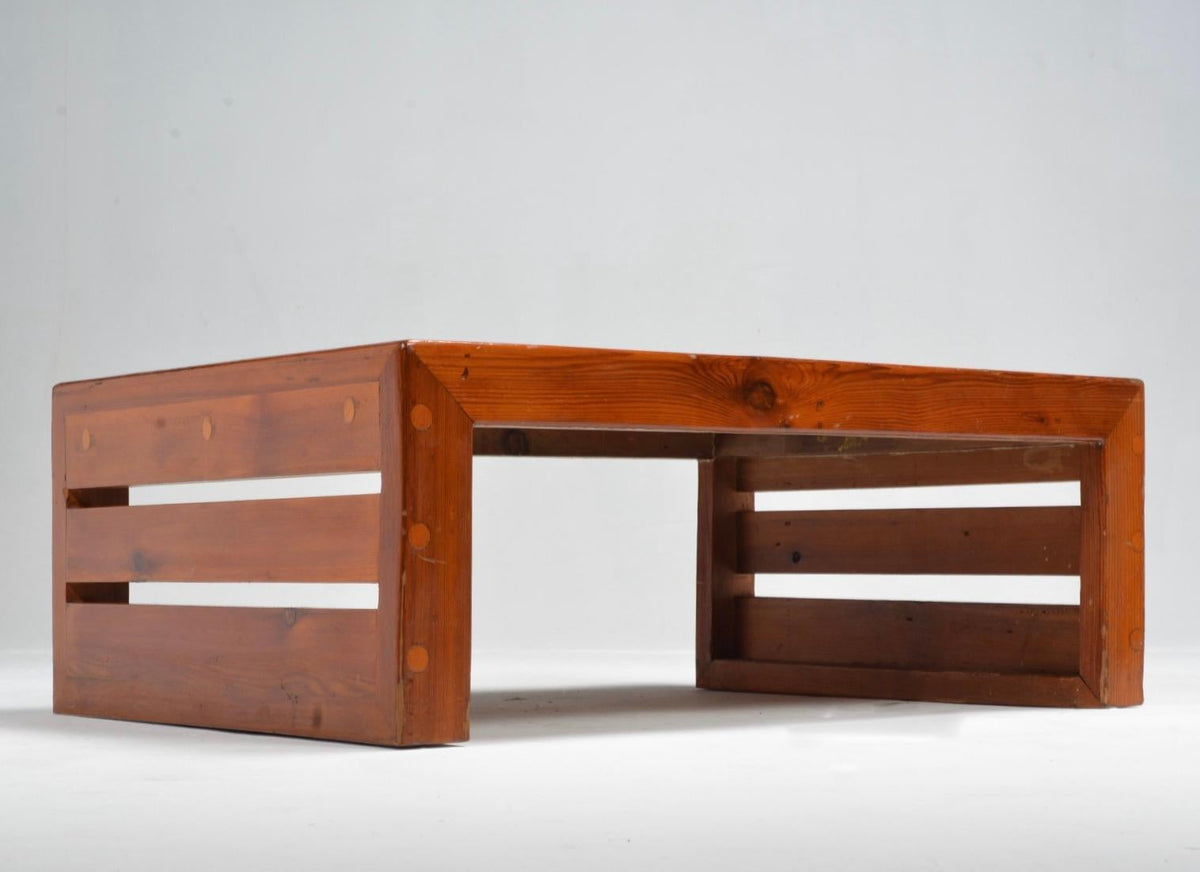 French Brutalist Pine Coffee Table