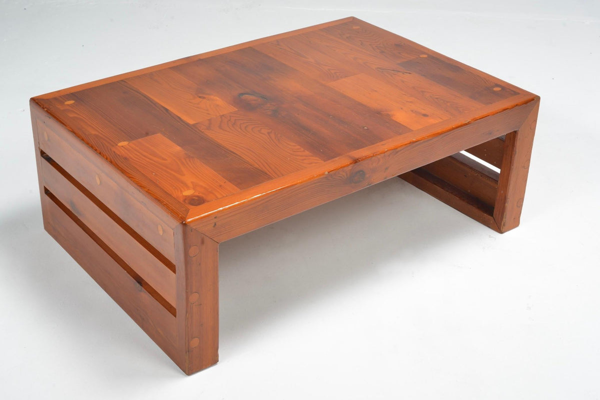 French Brutalist Pine Coffee Table