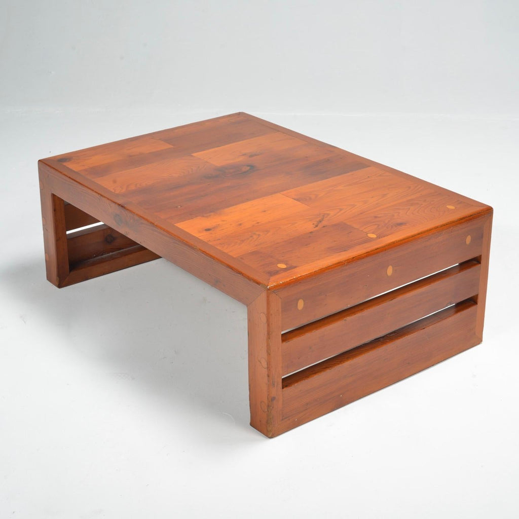 French Brutalist Pine Coffee Table