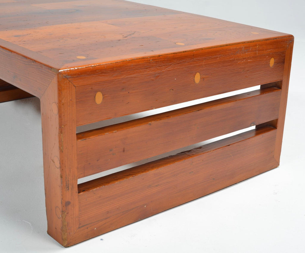 French Brutalist Pine Coffee Table
