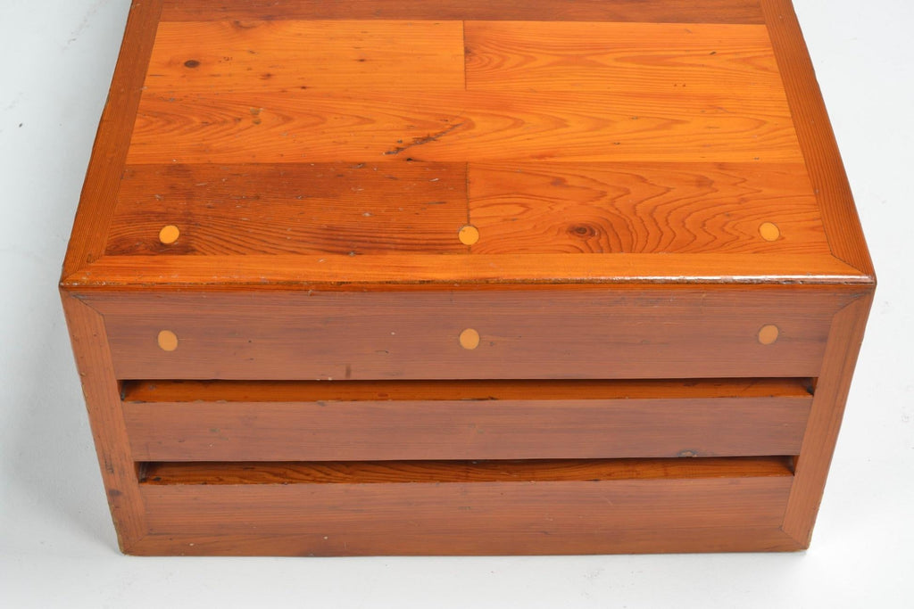 French Brutalist Pine Coffee Table