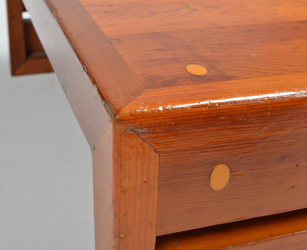French Brutalist Pine Coffee Table