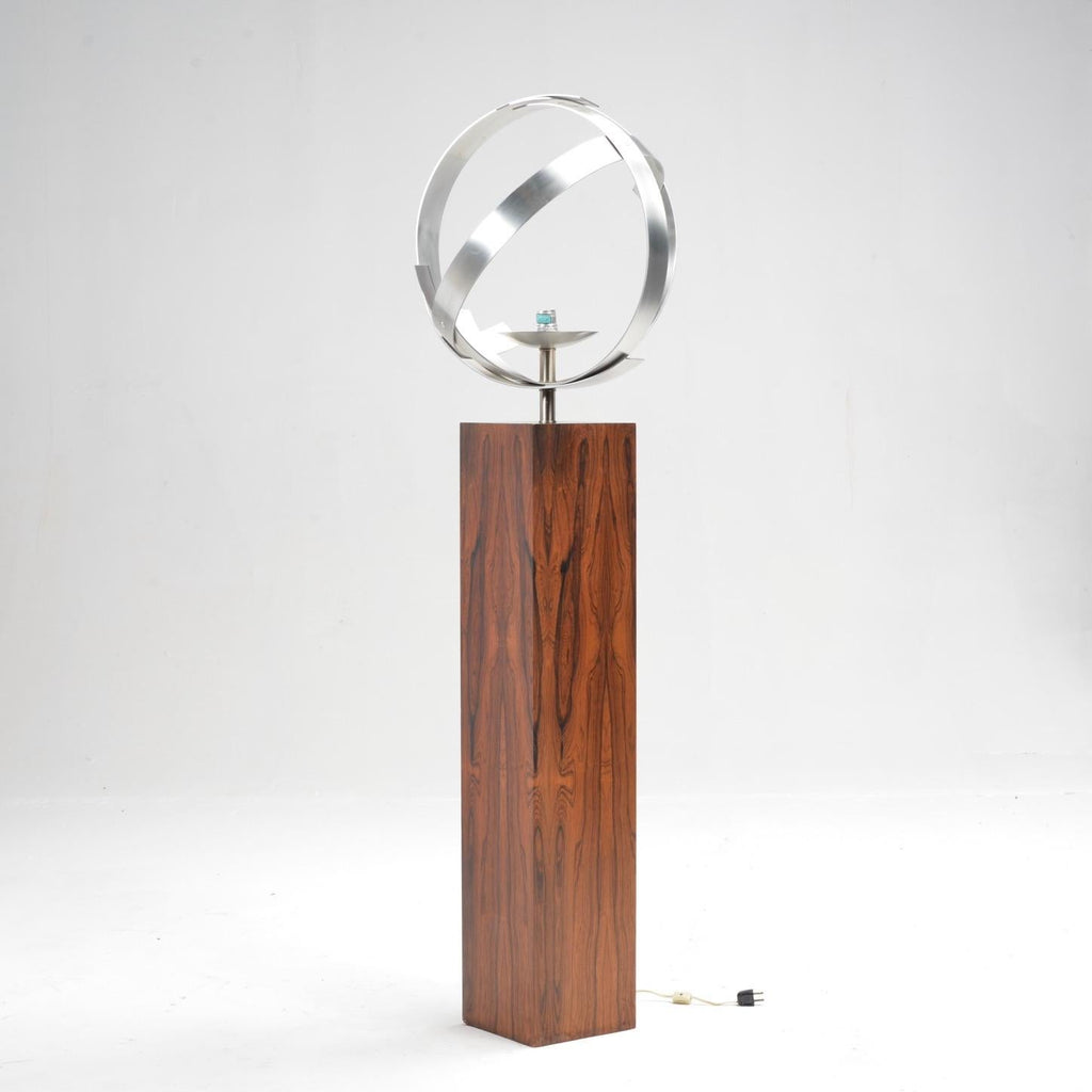 Laurel rosewood and aluminum floor lamp detail 2