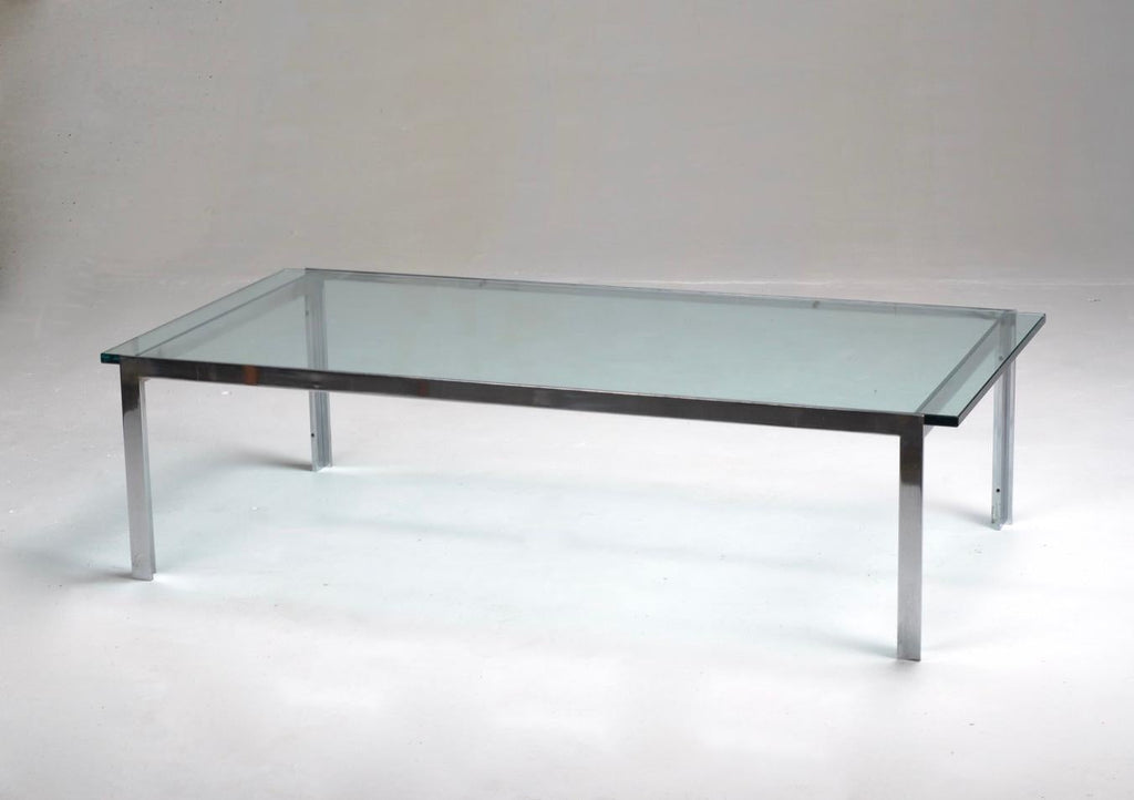 Mid-century chrome and glass coffee table detail 2