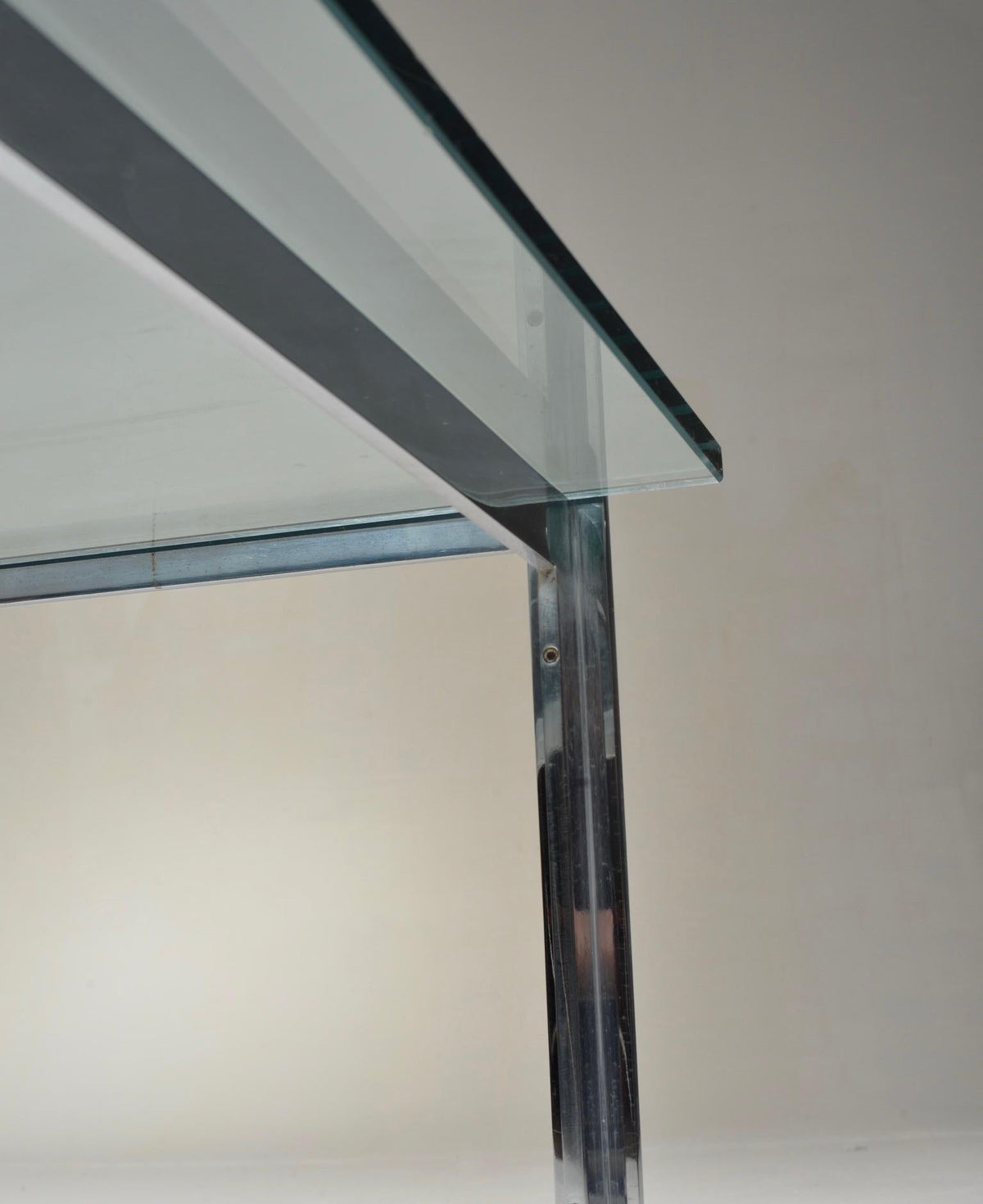 Mid-century chrome and glass coffee table detail 6