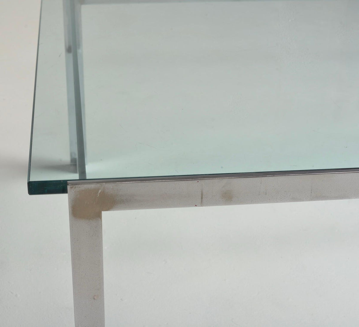Mid-century chrome and glass coffee table detail 4