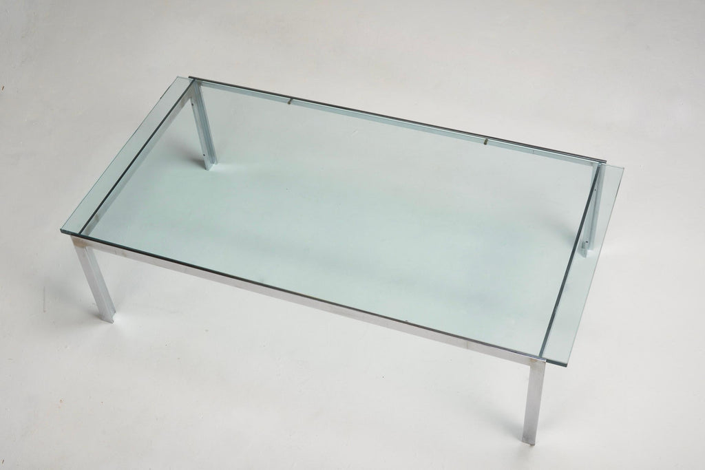 Mid-century chrome and glass coffee table detail 3