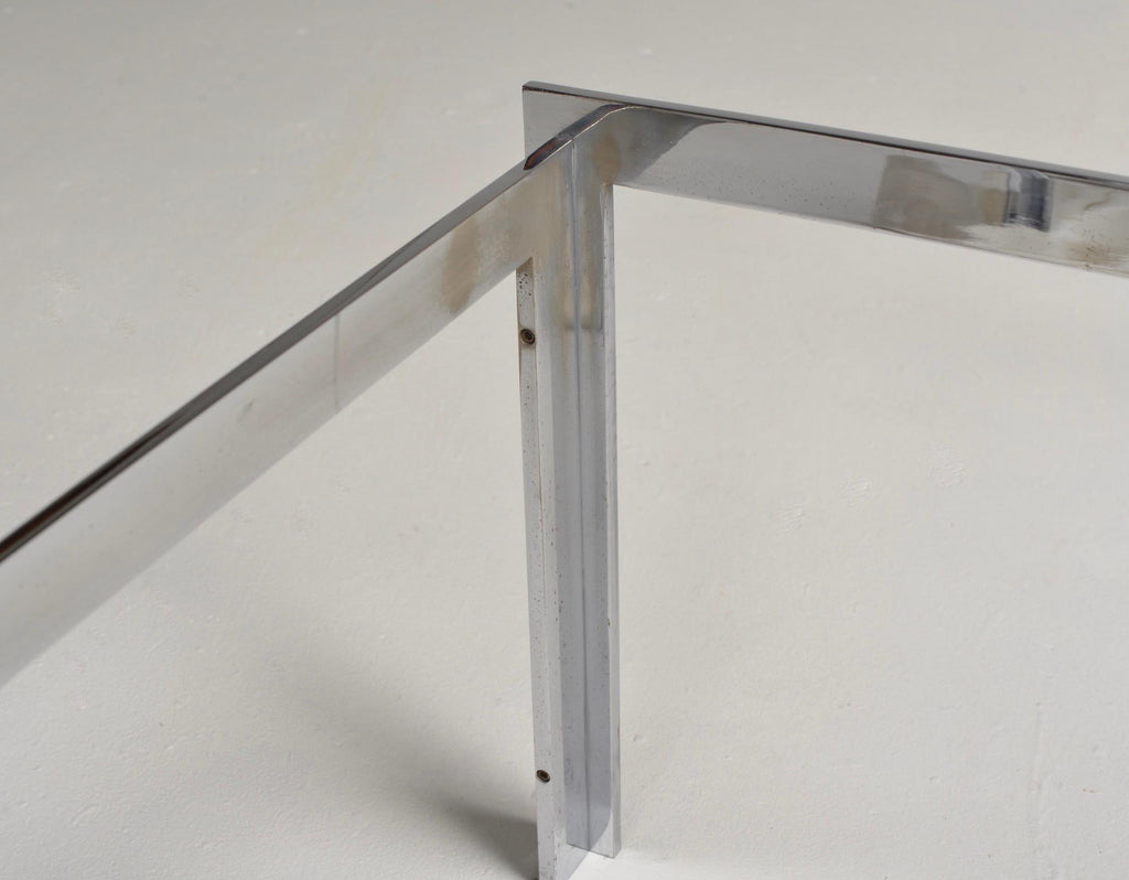 Mid-century chrome and glass coffee table detail 8