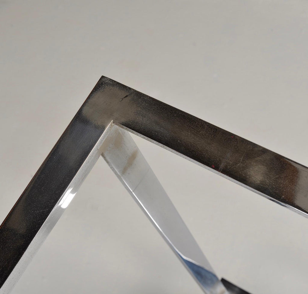 Mid-century chrome and glass coffee table detail 7