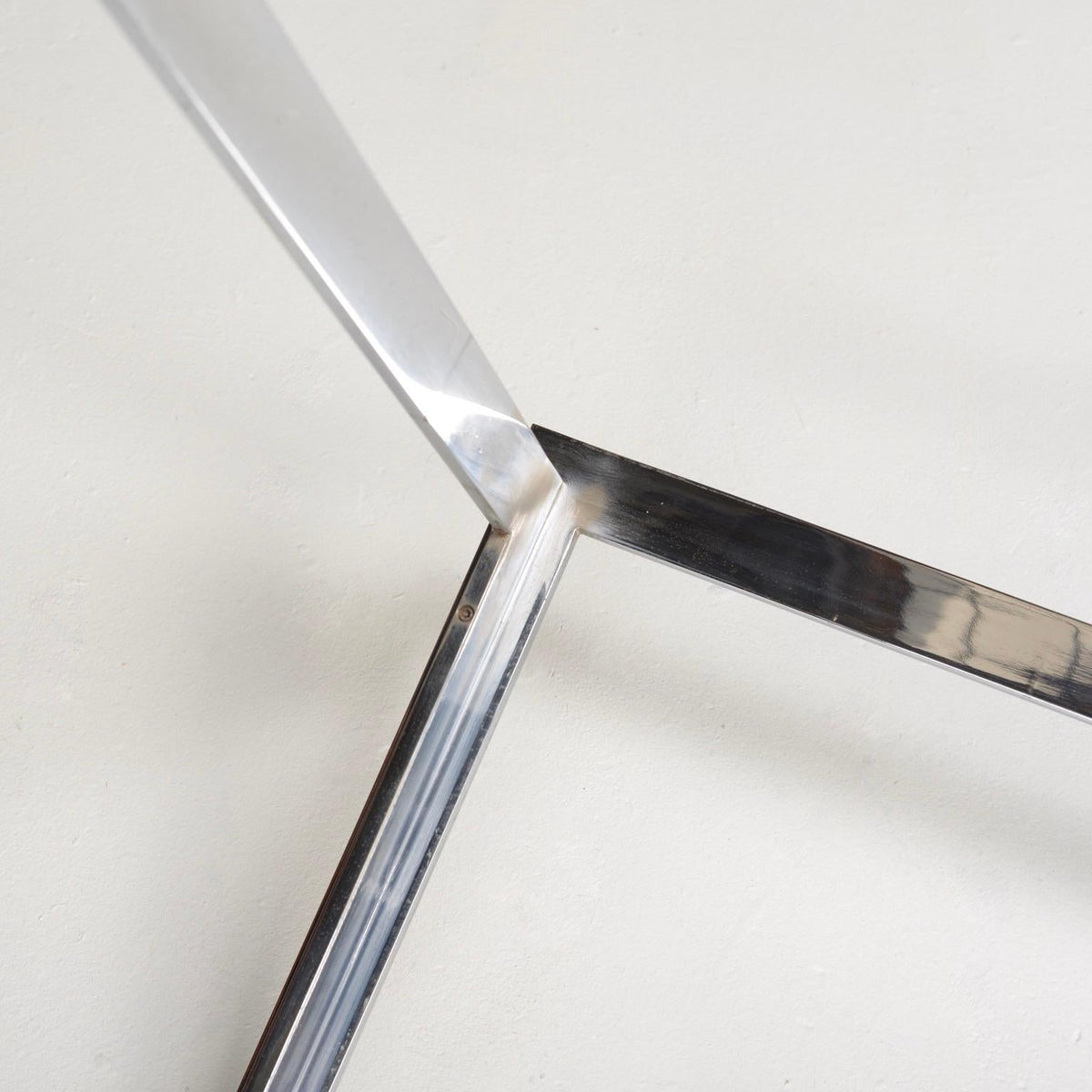 Mid-century chrome and glass coffee table detail 9