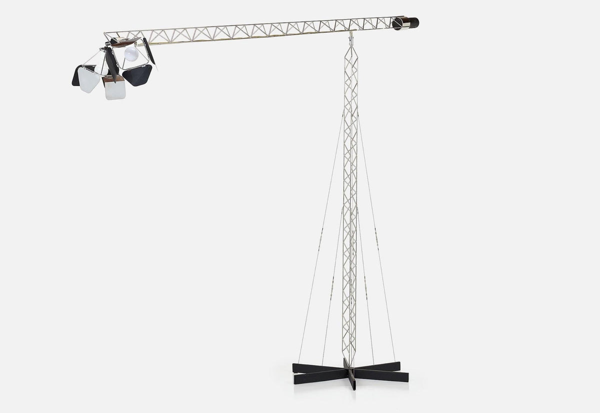 Curtis Jeré monumental chrome crane floor lamp, 1977 detail 2
