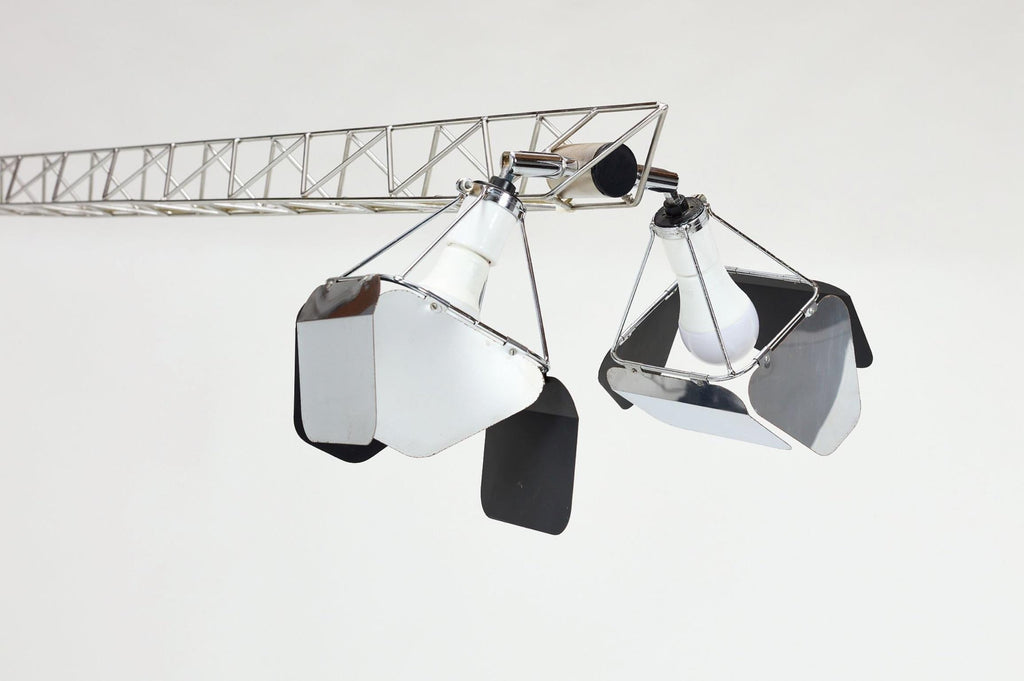 Curtis Jeré monumental chrome crane floor lamp, 1977 detail 9