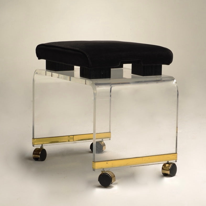 Charles Hollis Jones Lucite Waterfall Stool on Casters