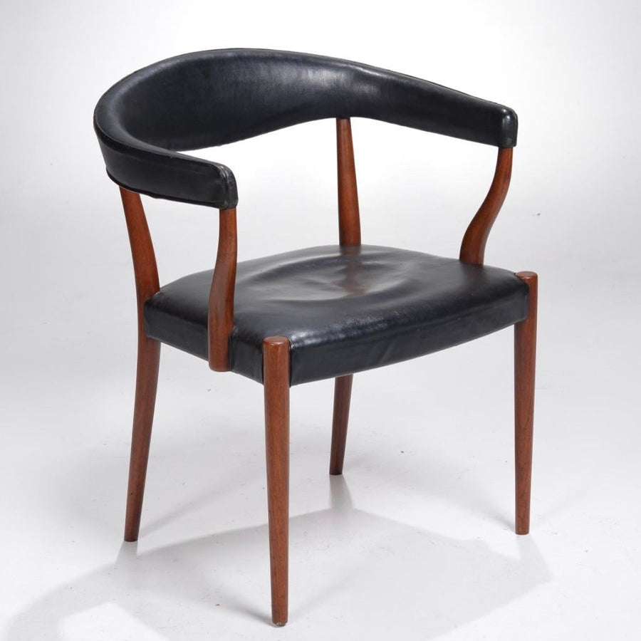 Jacob Kjær Model B49 teak and black leather armchair, circa 1955 - view 2