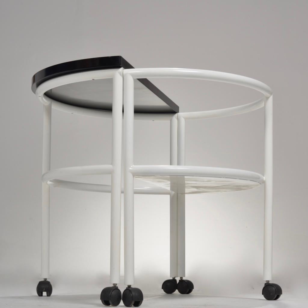 Italian Postmodern round rolling writing desk detail 2