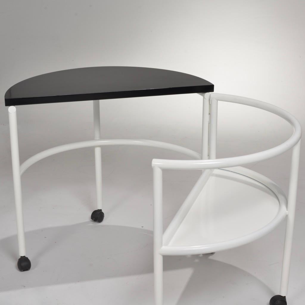 Italian Postmodern round rolling writing desk detail 5