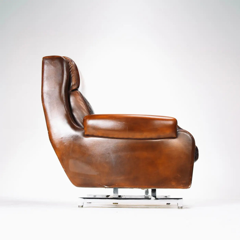 French Leather and Chrome Recliners - Two Available