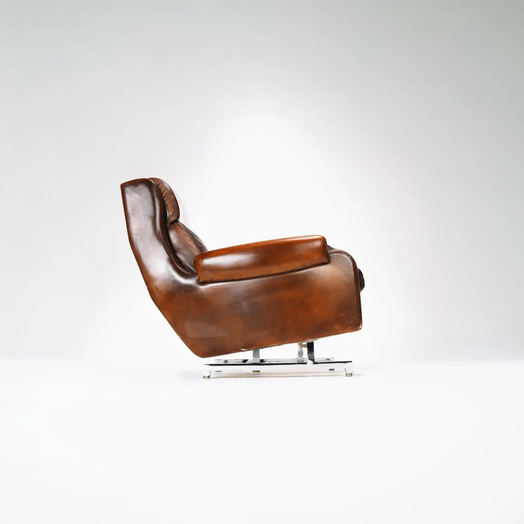 French Leather and Chrome Recliners - Two Available