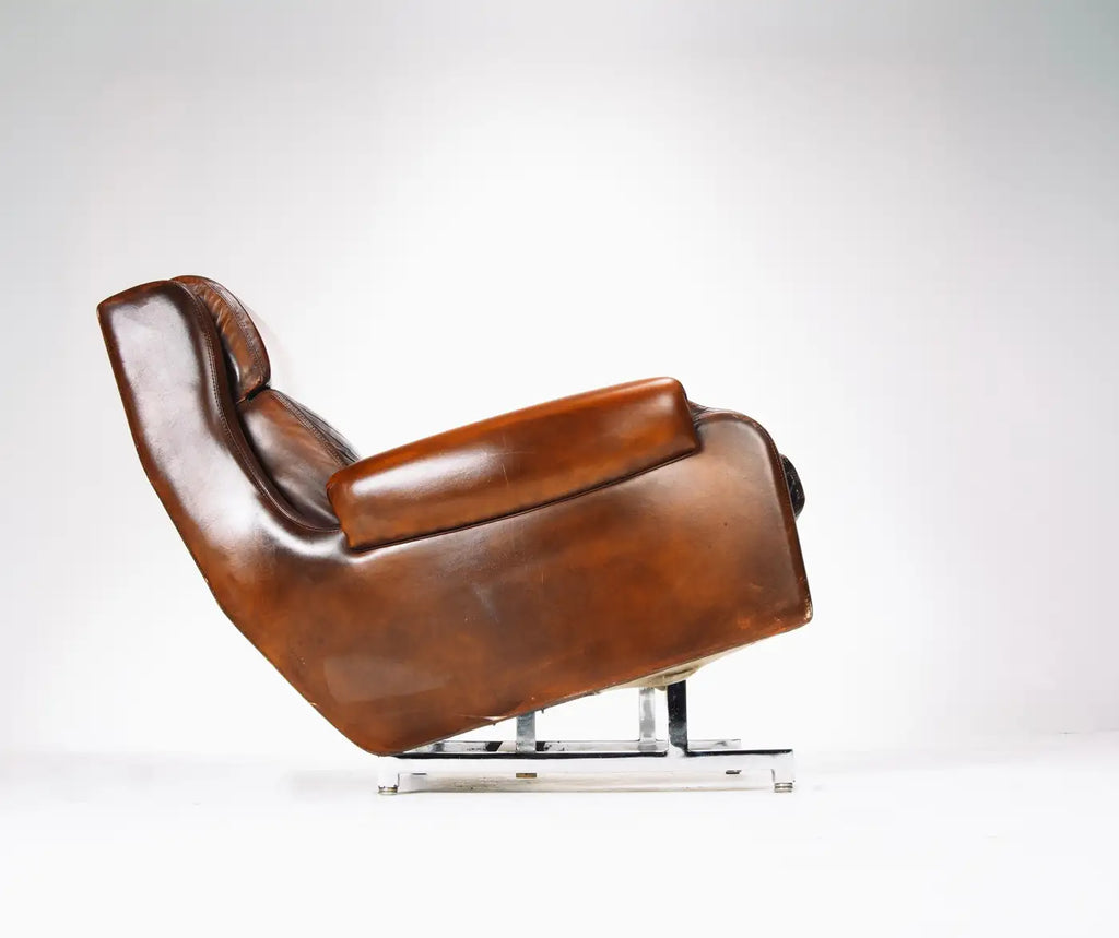 French Leather and Chrome Recliners - Two Available