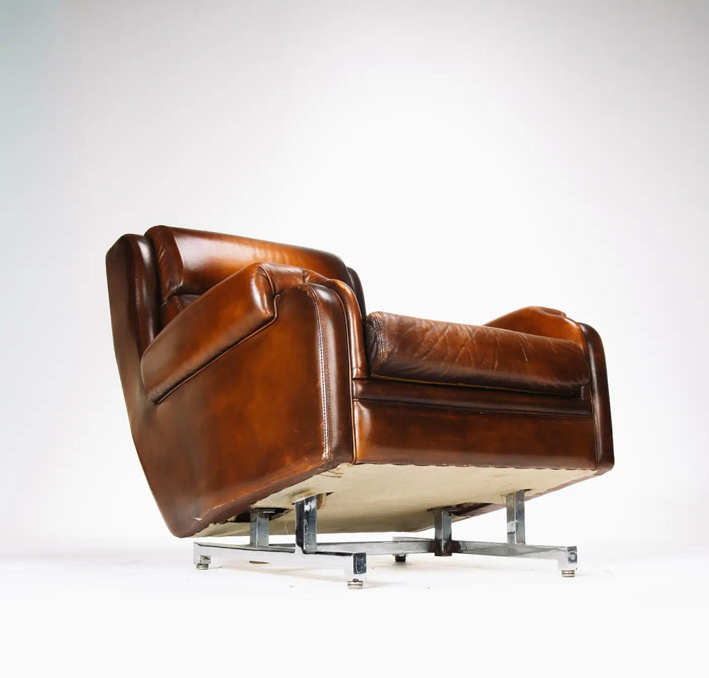 French Leather and Chrome Recliners - Two Available