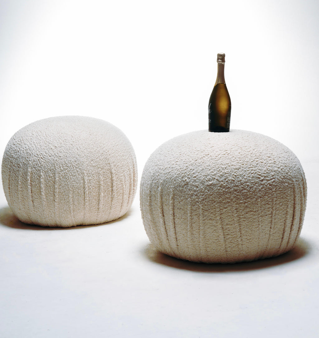 Large sculptural boucle pouf detail 6