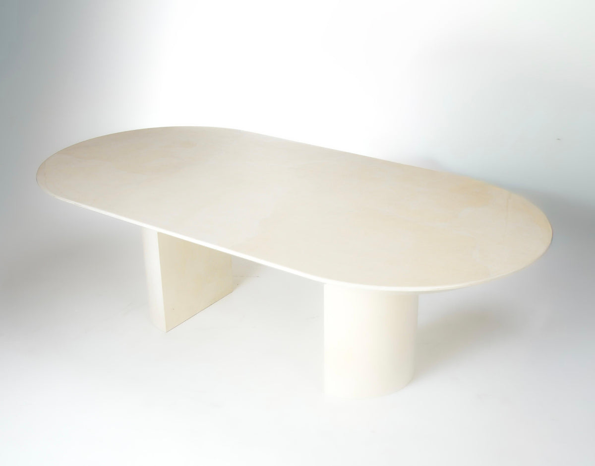 Karl Springer lacquered goatskin oval dining table detail 3