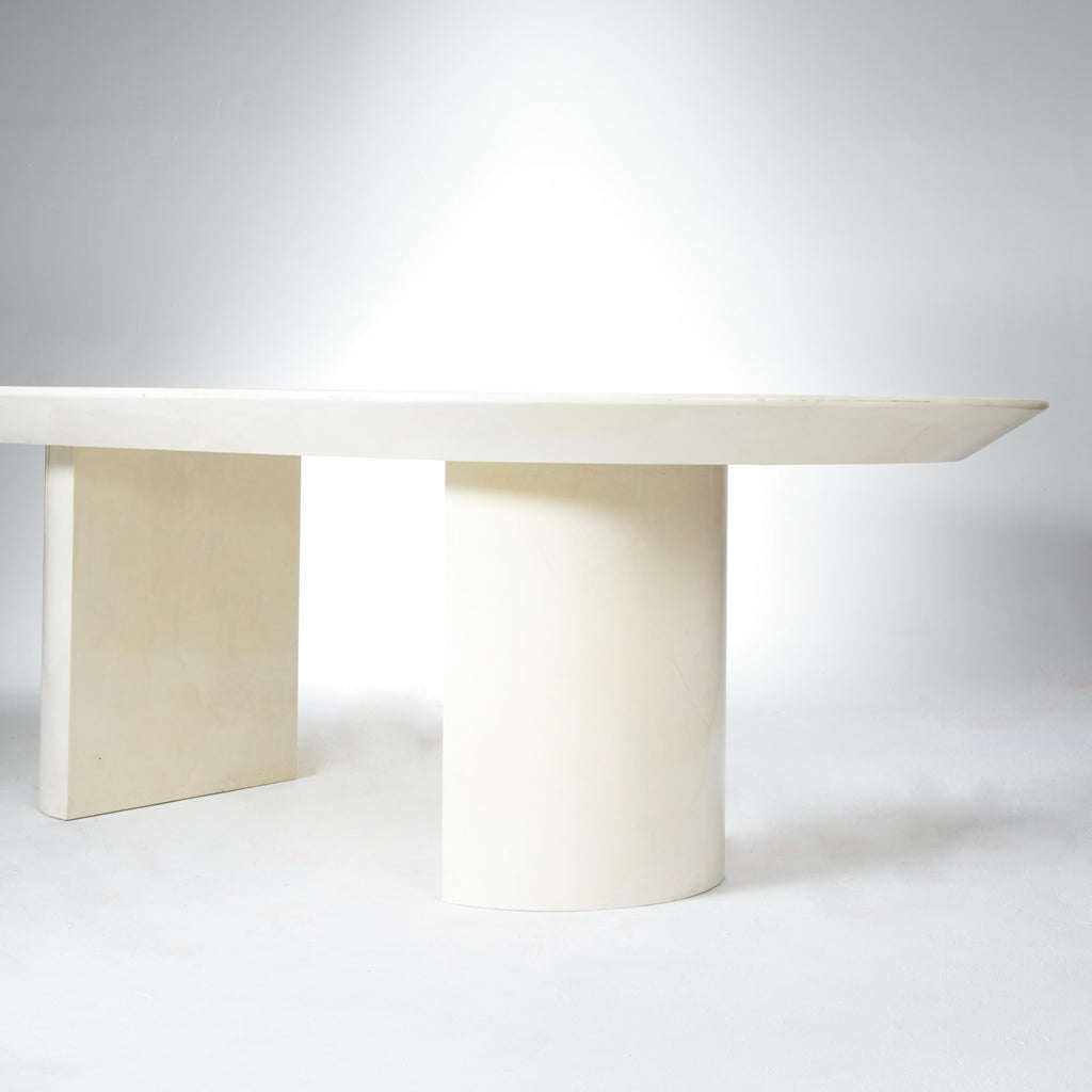 Karl Springer lacquered goatskin oval dining table detail 5