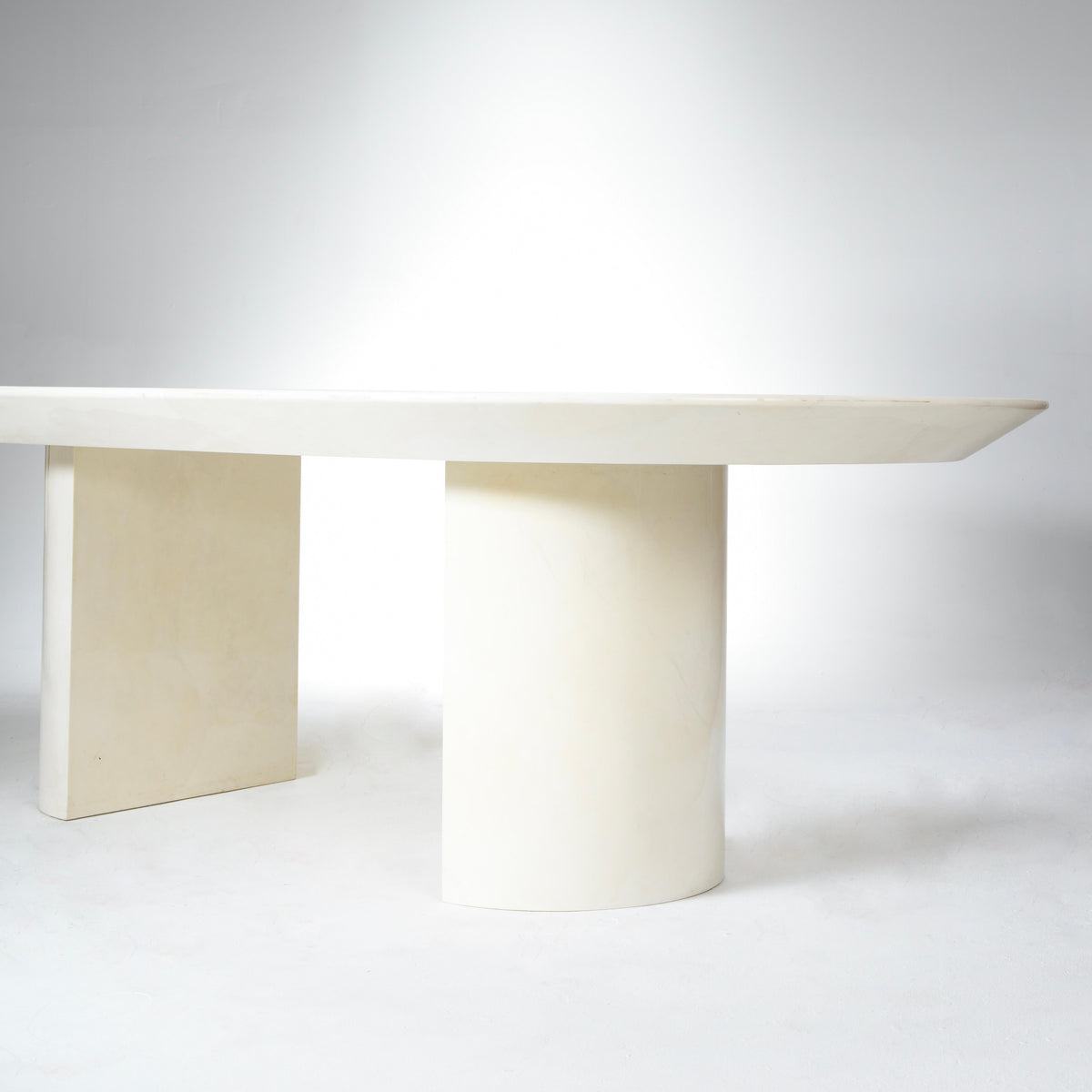 Karl Springer lacquered goatskin oval dining table detail 5