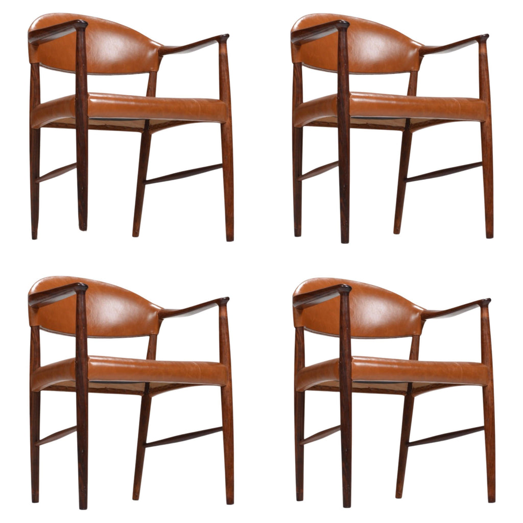 Ejner Larsen and Aksel Bender Madsen rosewood armchairs in Italian leather