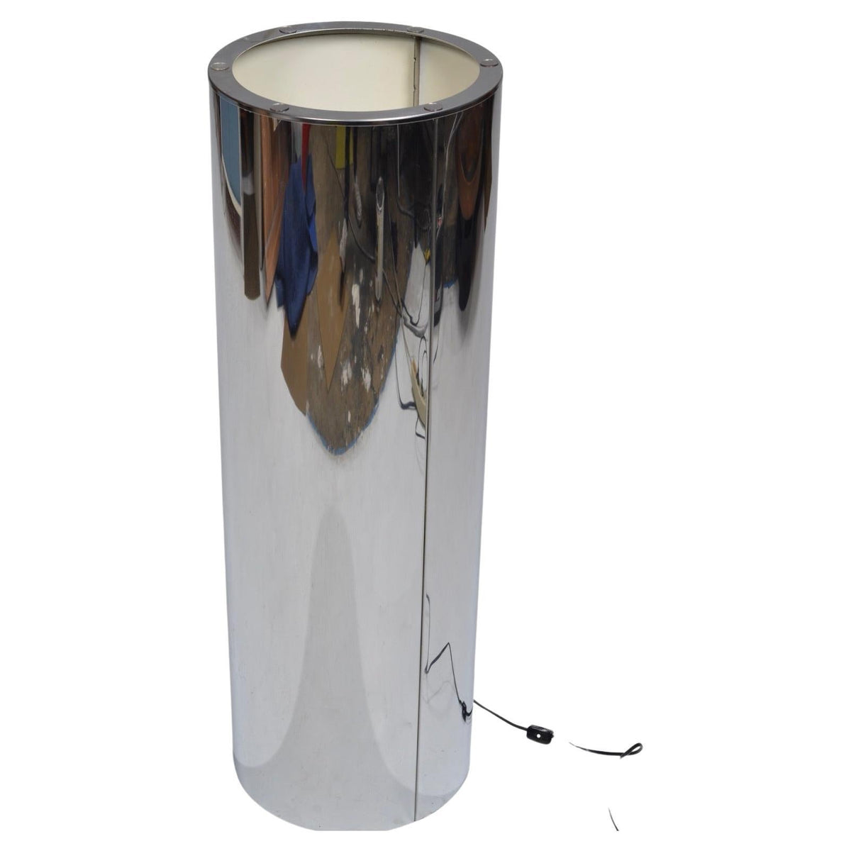 Mid-Century Modern polished circular chrome table or floor lamp