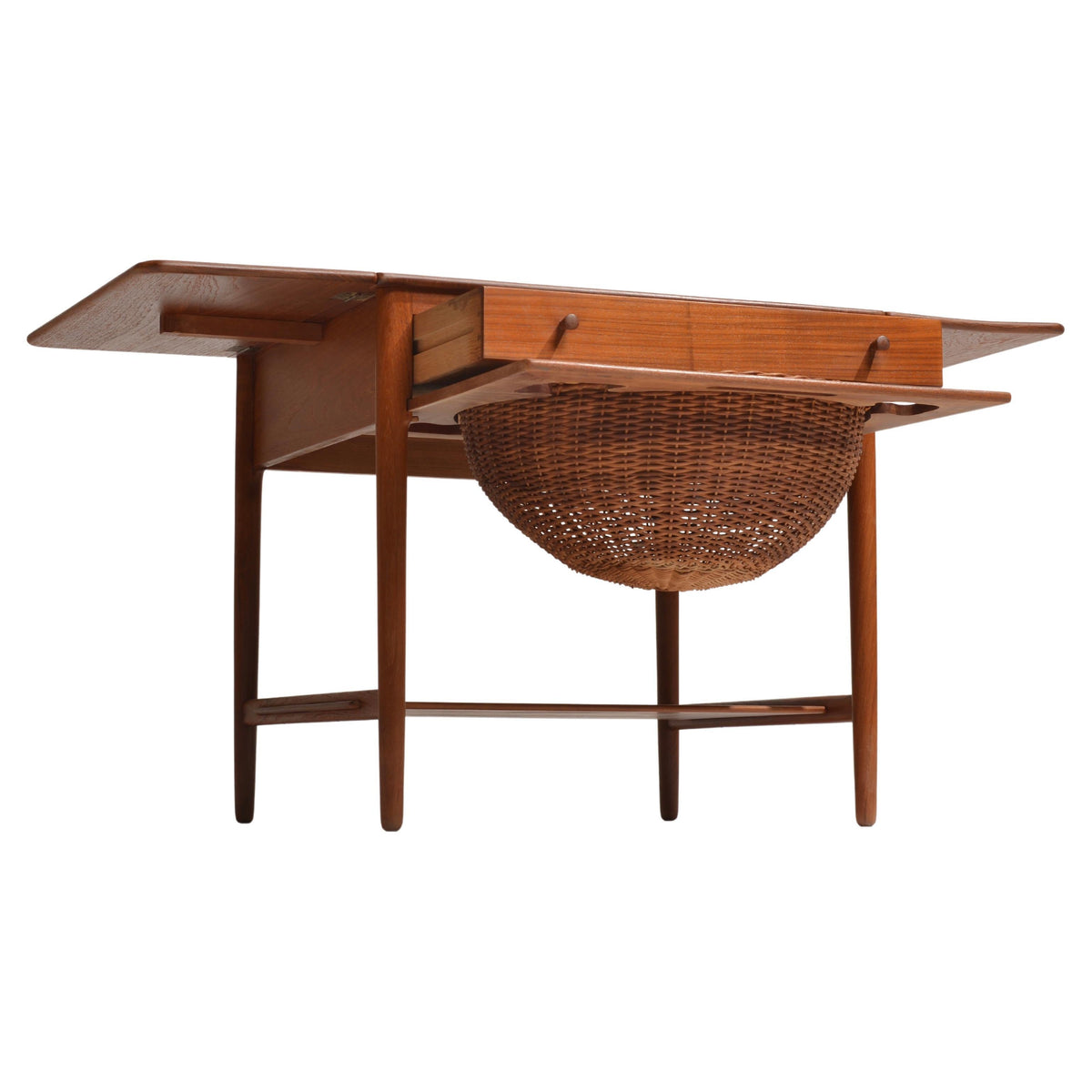 Hans J. Wegner Model AT-33 teak and oak sewing table for Andreas Tuck