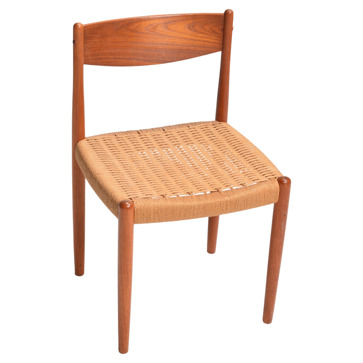 Poul Volther for Frem Røjle Danish teak chair with woven rope seat