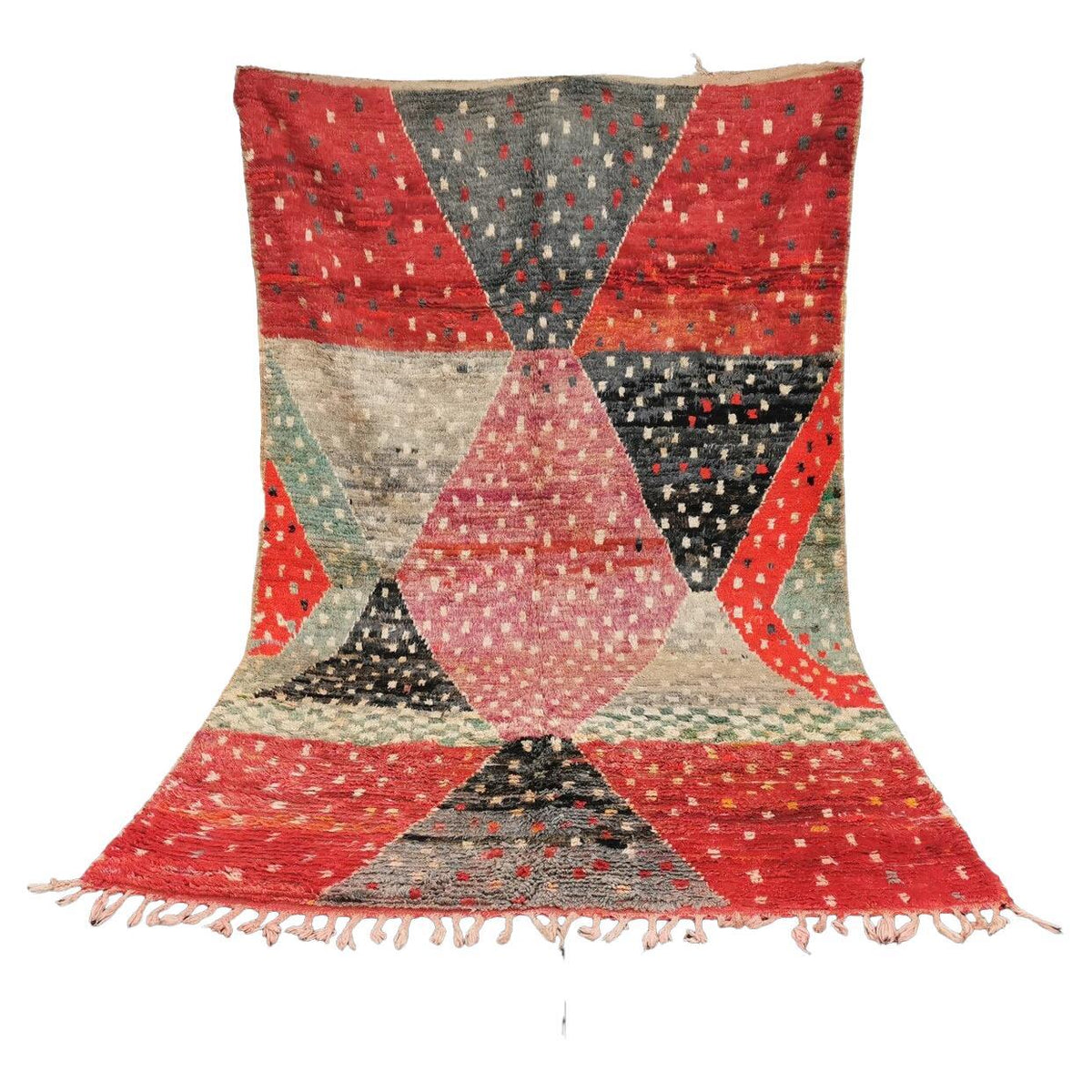 Vintage Moroccan Beniourain geometric dotted wool rug, 1963