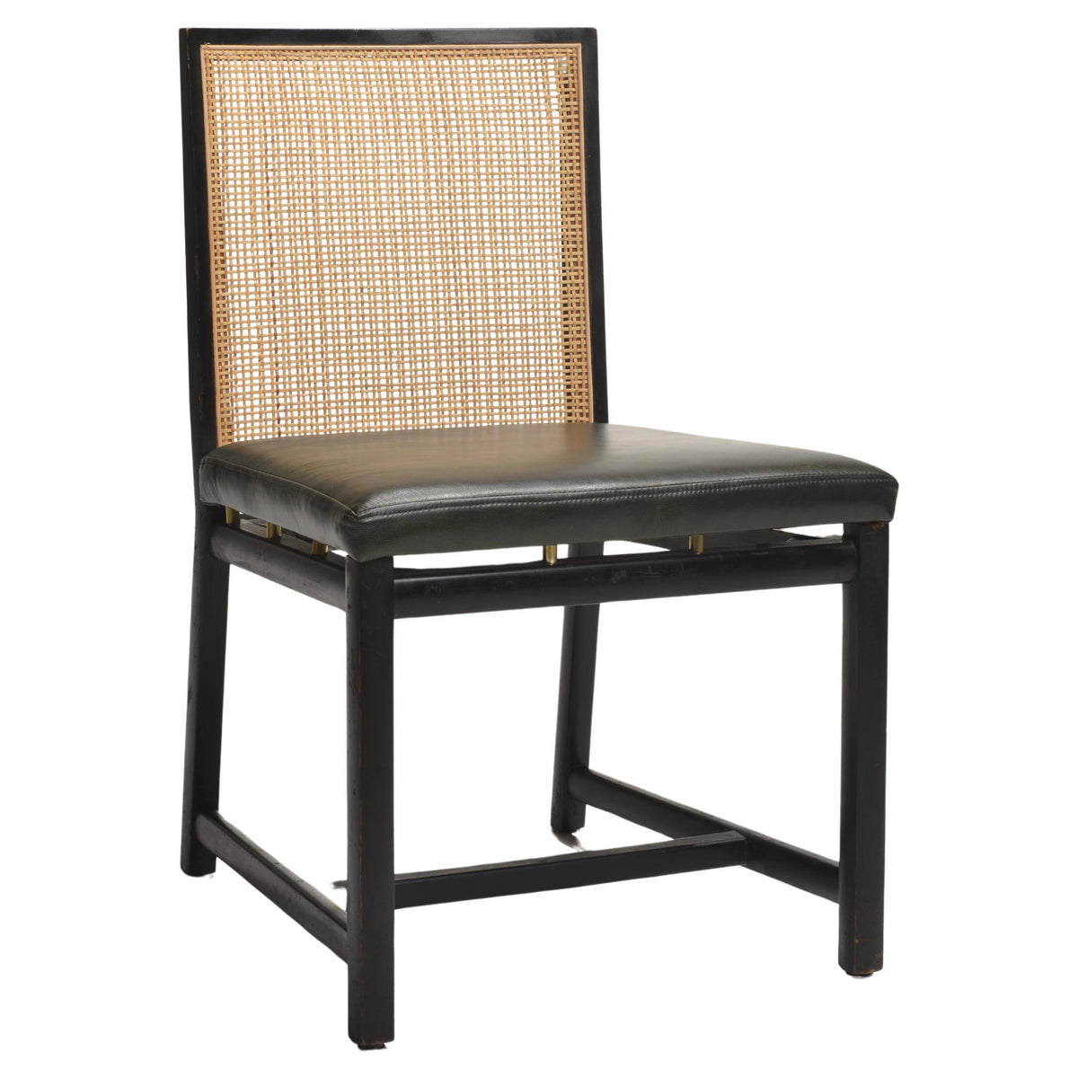 Michael Taylor for Baker black lacquer cane back dining chair