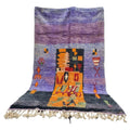 Moroccan Boujaad Rug in Mauve, Pink, Orange, and Black Geometric Patterns