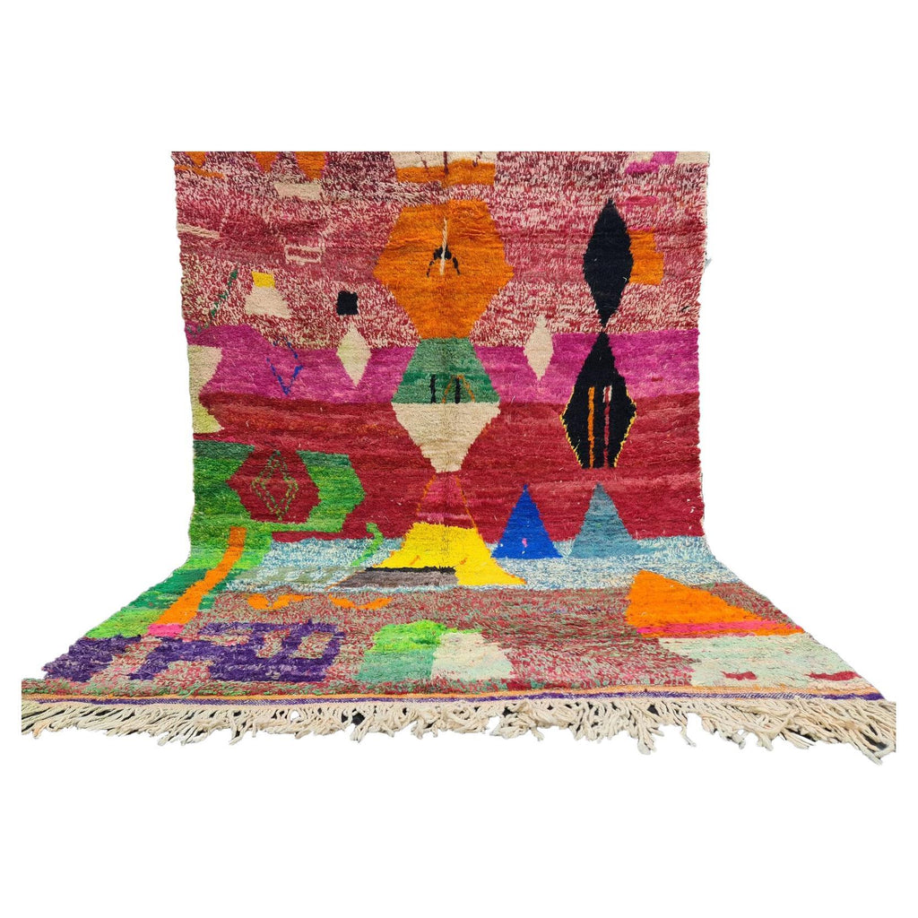 Moroccan Boujaad multicolored geometric wool rug detail 2