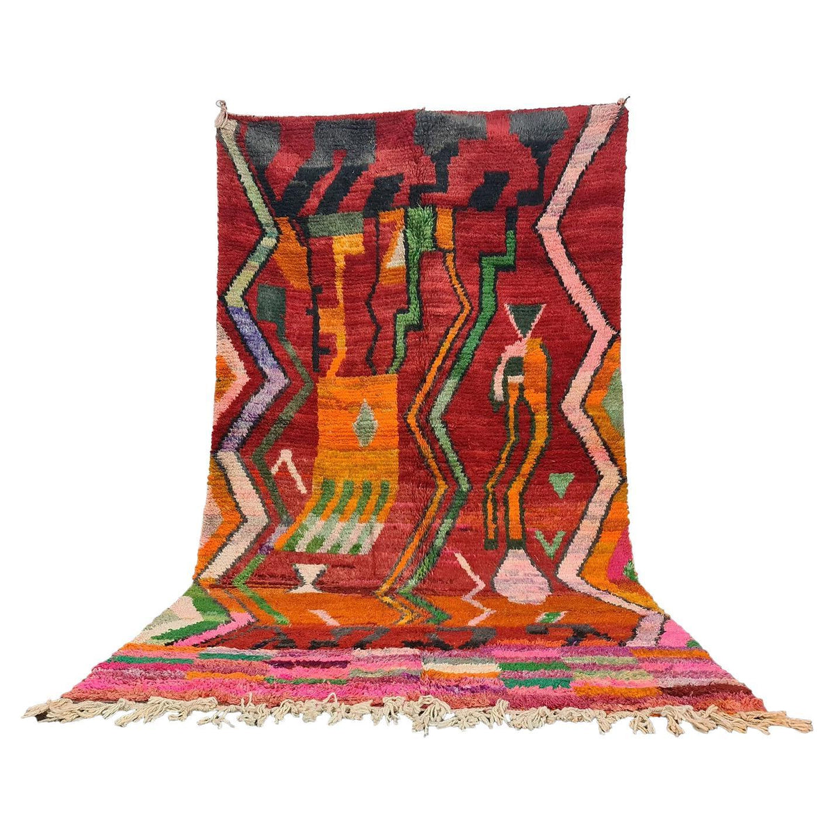 Moroccan Boujaad wool rug with multicolored geometric shapes