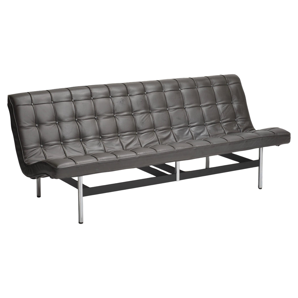 New York charcoal gray leather sofa by Katavolos Littell and Kelley