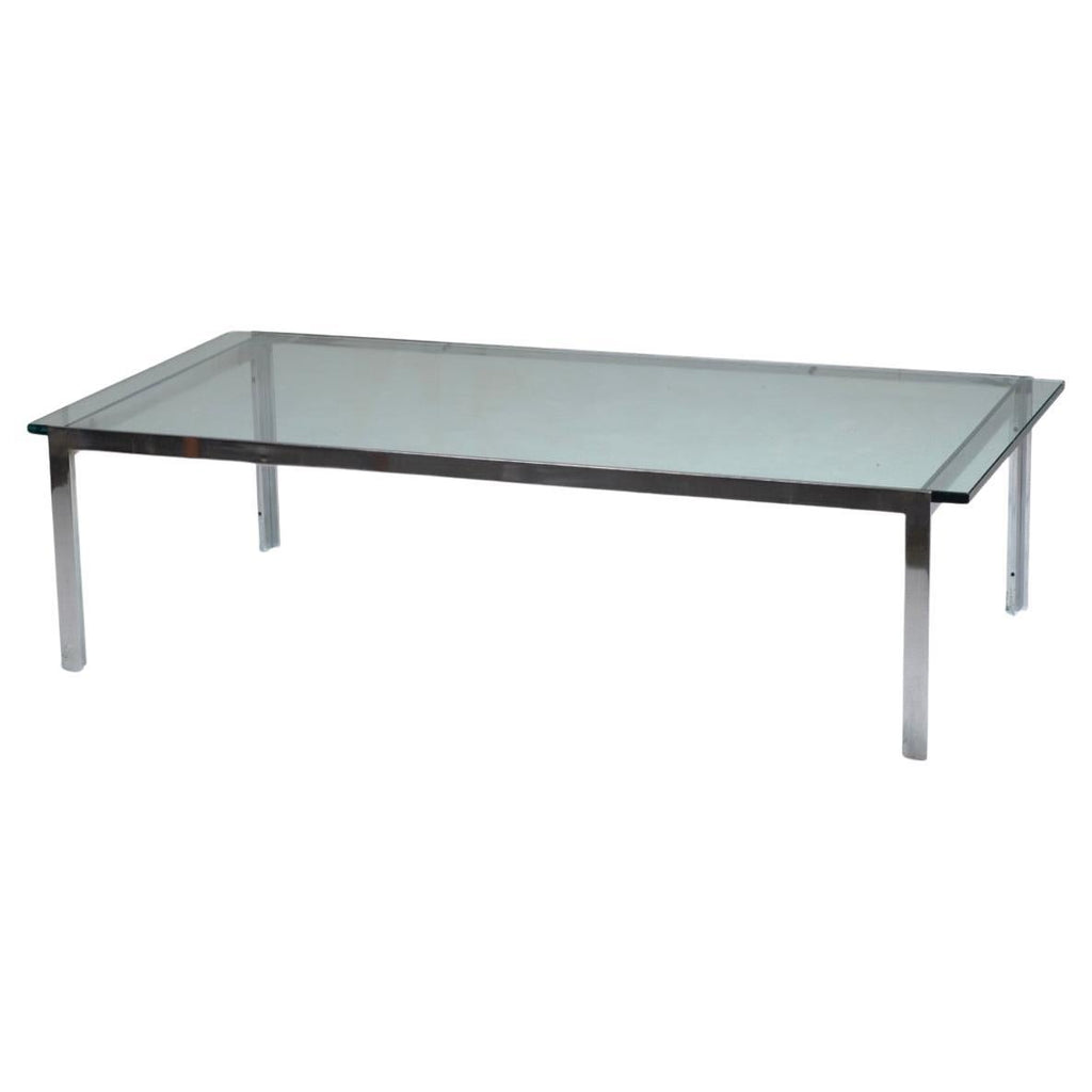 Mid-century chrome and glass coffee table, circa 1960