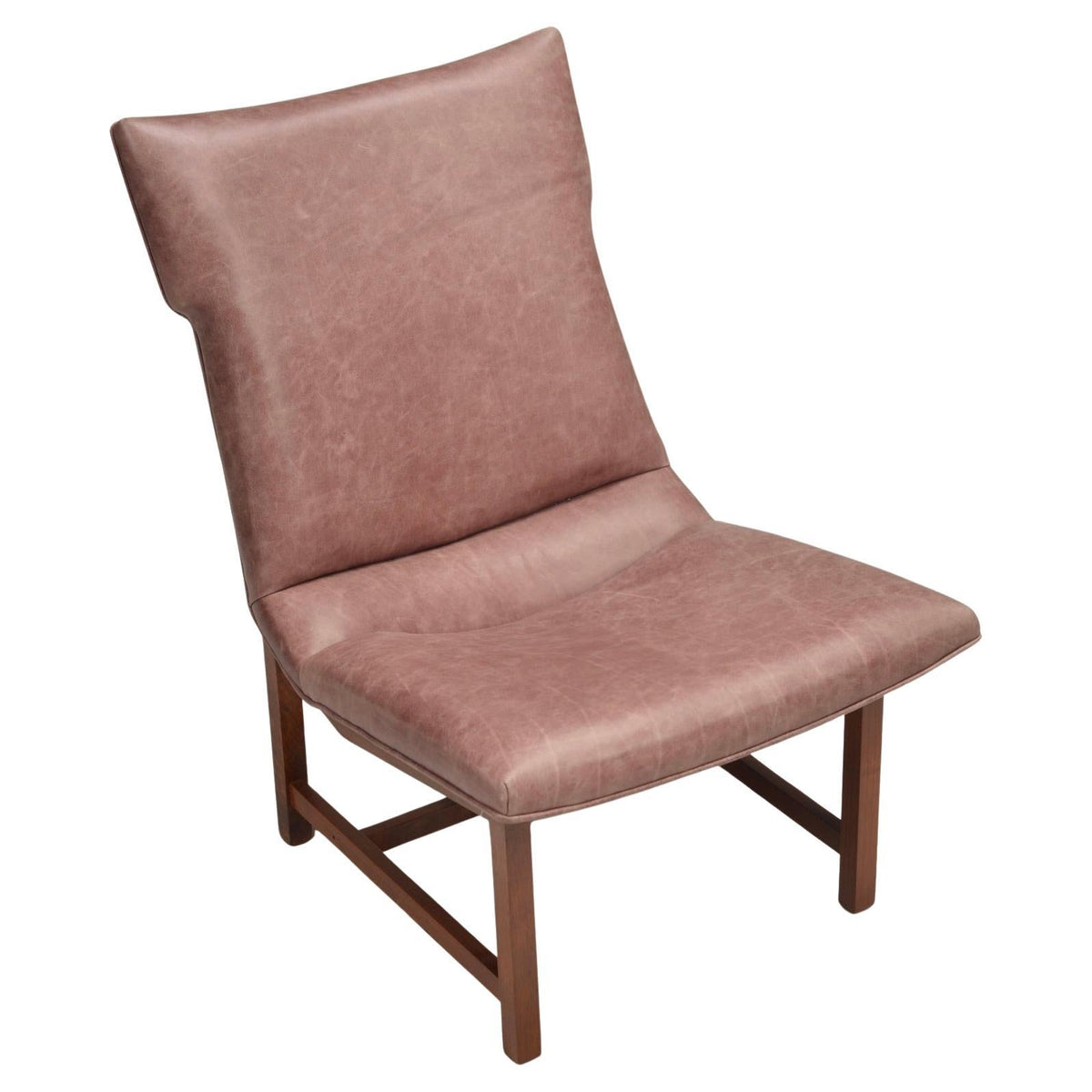 American Modernist leather and walnut lounge chair, circa 1960s - view 1