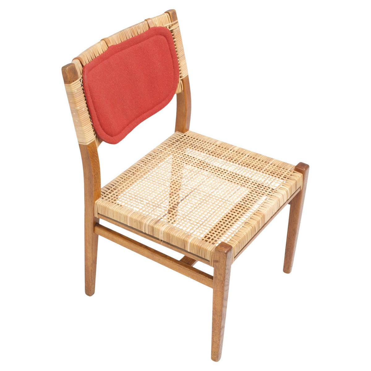 Erik Wørts Danish oak and woven cane dining chair, 1960s - view 1