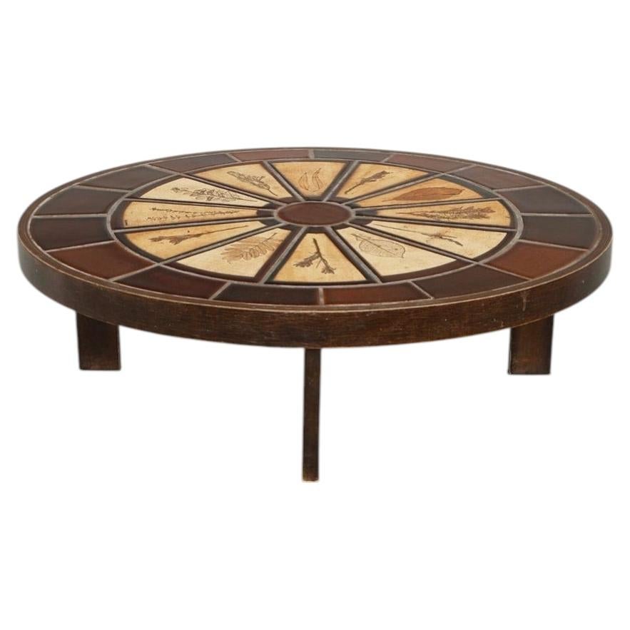 Roger Capron oval Garrigue segmental botanical tile coffee table, circa 1960 - view 1