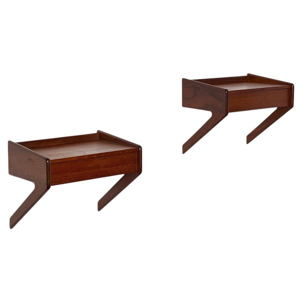 Sigfred Omann Danish teak floating nightstands, set of two