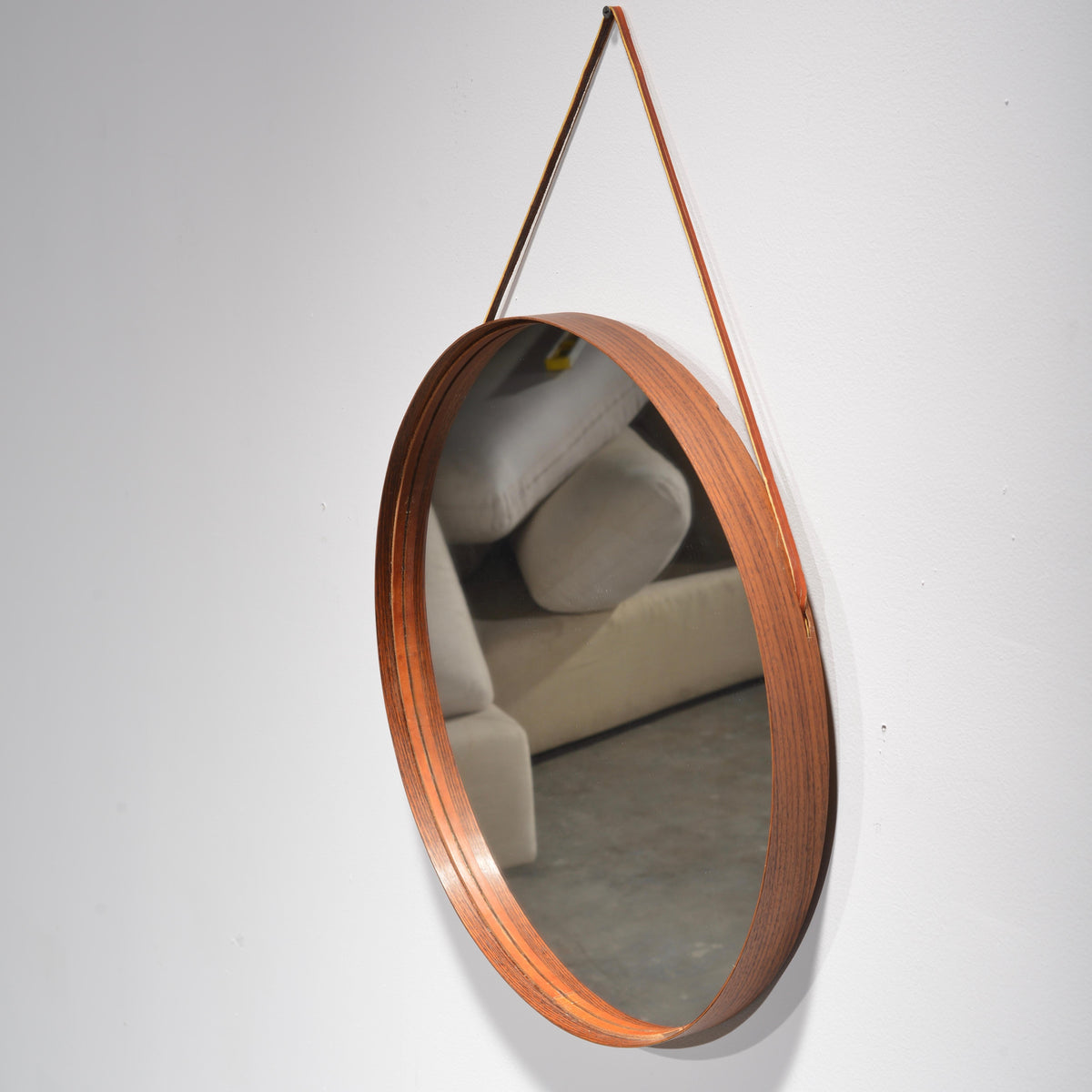 Rosewood and leather mirror by Uno and Osten Kristiansson for Glas Mäster - image 3