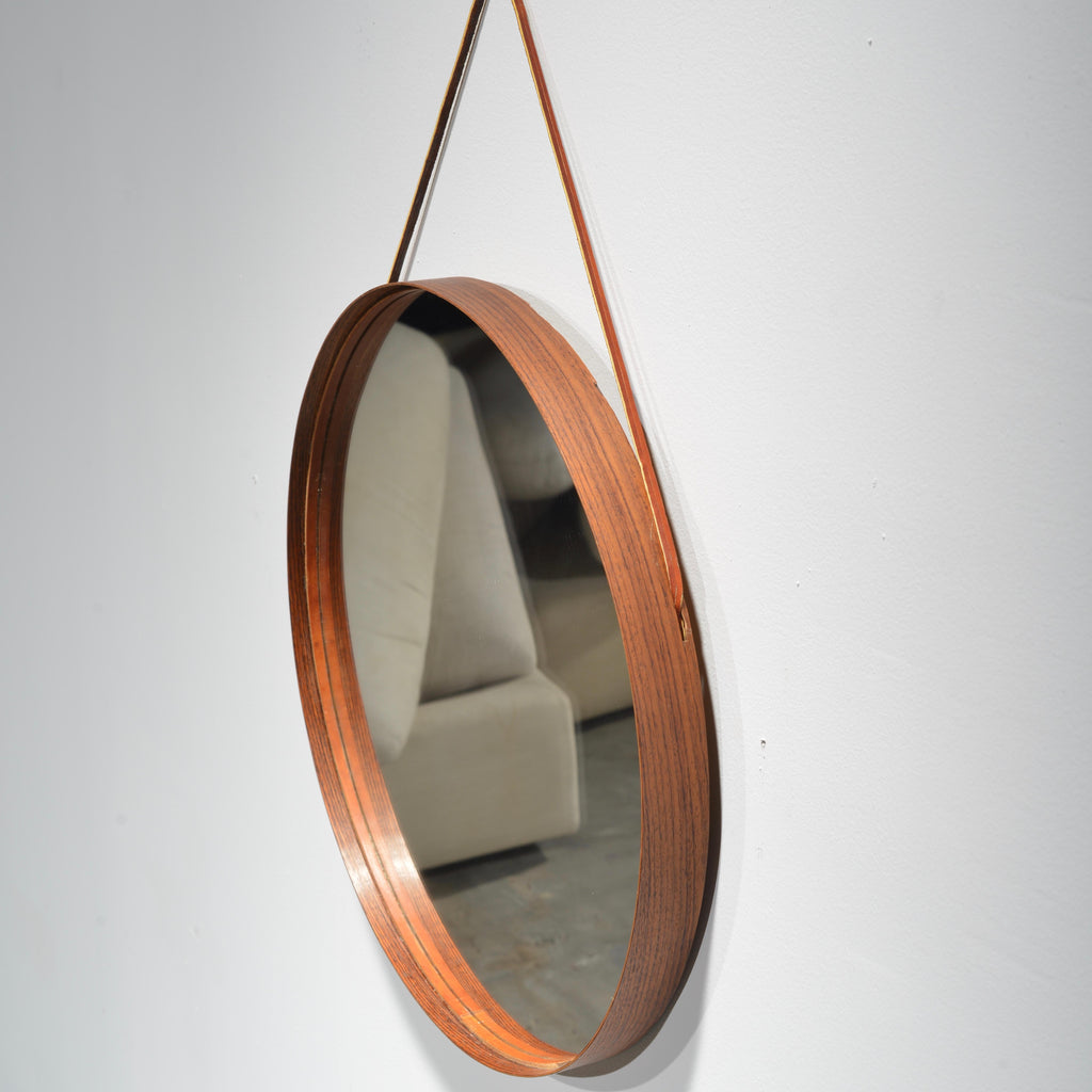 Rosewood and leather mirror by Uno and Osten Kristiansson for Glas Mäster - image 5