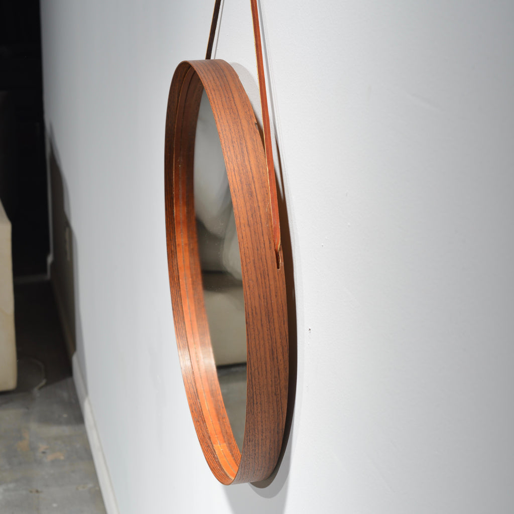Rosewood and leather mirror by Uno and Osten Kristiansson for Glas Mäster - image 6